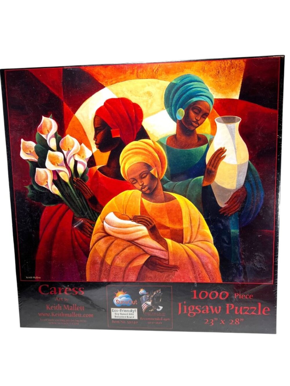 NEW Sealed Sunsout Caress Jigsaw Puzzle Black Art 1000 Piece Keith Mallett